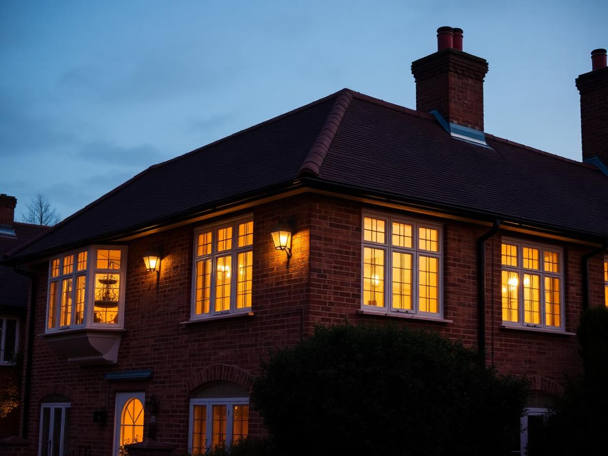 Restored roof on a traditional Worcester home at dusk