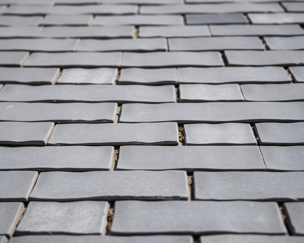 Close detail of weathered slate roof tiles